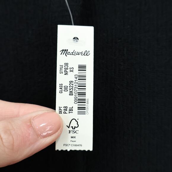 NWT Madewell Split-Crewneck Cardigan Sweater Tank In True Black Size XS - Picture 9 of 9